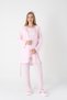Women's Pink Lace Detailed Long Sleeve Special Design Maternity Pajama Set - 3
