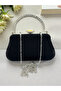 Color Glittery Satin Crystal Stone Handle Women's Evening Dress Bag - 5