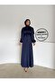 Balloon Sleeve Satin Hijab Oversize Piping Belted Hijab Dress - 4
