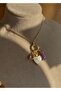 Amethyst Heart Charm Steel Necklace