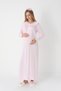 Women's Pink Special Lace Detailed Full Length Design Winter Long Sleeve Maternity Dressing Gown Nightgown Set - 8