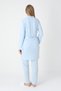 Women's Blue Lace Detailed Long Sleeve Special Design Maternity Maternity Dressing Gown Pajama Set - 8