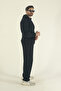 Men's Winter Cotton Kangaroo Pocket Sweatshirt Bottom Baggy Tracksuit Set-Black - 6