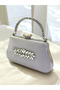 Silver Color Glitter Satin Crystal Stone Handle Women Evening Dress Bag Wedding Engagement Graduation - 2