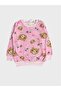Girl's Cotton Fleece-Lined Pink Teddy Bear Patterned Long Sleeve Winter Pajamas Set - 5