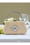 Skin Nude Color Glittery Satin Crystal Stone Handle Women's Evening Dress Bag - 3