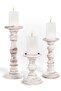Luxe Designs Wooden Pillar Candle Holders - Set of 3 (Rustic White)