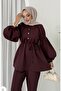 Scuba Fabric Hijab Top and Bottom Set, High-Waisted Double-Pocket Pants, Snap-Button Collar Pants - 5