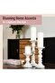 Luxe Designs Wooden Pillar Candle Holders - Set of 3 (Rustic White) - 4
