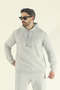 Men's Winter Cotton Tracksuit Set Hooded Sweatshirt Jogger - Gray Regular Elastic Leg - 2