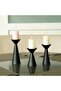 SUJUN Black Candle Holders Set of 3 - Metal Pillar Candle Holders - 5