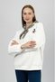 Women's Basic Cotton Fleece Lined Scarf Sweatshirt White - 7