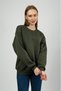 Women's Basic Cotton Fleece-Lined Crew Neck Sweatshirt Khaki - 5