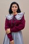 Burgundy Knitwear Sweater and Fisto Detachable Collar Two-Piece Set (Sweater-Collar) - 7