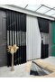 Pallas Desen Luxury Black Panel Background Curtain with Silver Detailing and Tight Pleats (Single Panel Price) - 3