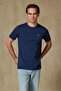 Edge Combed Cotton Comfort Fit Navy Blue Crew Neck Men's Plain T-Shirt