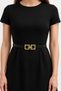 Women's Black Thin Faux Leather Belt – Elegant and Stylish Model with Square Buckle - Dress Belt, Trouser Belt - 2