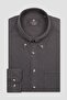 Federico Woven Lyocell Comfort Fit Dark Gray Button down Collar Men's Plain Shirt - 5