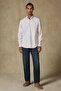 Luca Oxford Stretch Cotton Blend Comfort Fit Beige Button down Collar Men's Striped Shirt - 3