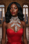 Silver Color Stone Detailed Design Evening Dress Necklace