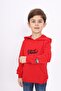 Red Boy's Relax Fit Hooded Pocket Embroidery Printed Sweatshirt - 2 Thread - 4