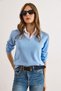 Women's Baby Blue Shirt Collar Detail Brioche Knit Blouse BLZ-19002777 - 4