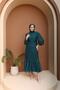 Emerald Green Balloon Sleeve Pleated Evening Dress - 7