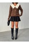 Women's Brown Collar Detailed Knitwear Blouse - 5