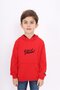 Red Boy's Relax Fit Hooded Pocket Embroidery Printed Sweatshirt - 2 Thread