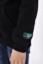 Black Boy's Relax Fit Hooded Pocket Embroidery Printed Sweatshirt - 2 Thread - 6