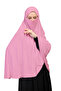 Practical Scarf with Veil – Ready-To-Wear Turban Without Veil |   Sufle Model 5XL Standard Size |   Non-Slip - Pink - 3