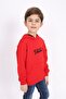 Red Boy's Relax Fit Hooded Pocket Embroidery Printed Sweatshirt - 2 Thread - 2