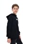 Black Boy's Relaxed Fit Hooded Pocket Lightweight Drop Shoulder Printed Sweatshirt - 2 Thread - 3