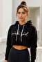Women's Printed 100% Cotton Hooded Long Sleeve Crop Sweatshirt - 4