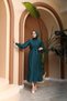 Emerald Green Balloon Sleeve Pleated Evening Dress - 3