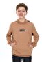 Brown Boy's Relaxed Fit Hooded Pocket Lightweight Drop Shoulder Printed Sweatshirt - 2 Thread