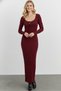 Women's Burgundy Ribbed Knit Maxi Dress - 4