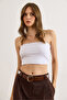 Women's White Chest Padded Stretch Fabric Cotton Bustier Bst-19000032 - 3