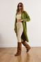 Women's Oil Green Pocketed Soft Textured Midi Knit Cardigan Hrk-19000438 - 6