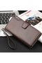 Men's Leather Wallet Long Card Holder Large CapacityPocket Zipper Rfid Blocking BROWN - 2