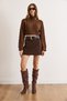 Women's Brown Belt Detailed Shorts Mini Skirt Etk-19000364 - 5