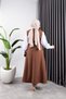 Gamze Skirted Belted Suit - Brown - 6