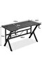 K-Shaped Gaming Desk Carbon Fiber Surface Office Desk with 2 Cable Holes Study Desk with Cup Holder - 2