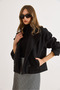 Women's Black Lined Double-Breasted Collar Pocket Short Cashmere Coat Kbn-19000015 - 2