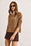 Women's Tan Geometric Openwork Detailed Knitwear Sweater Kzk-19001044 - 5