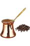 Handcrafted Turkish Coffee Pot (8.3 oz) - Hammered Copper Cezve with Brass Handle