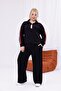 Large Size Striped Detail Zipper Suit - 7