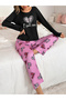 Heart Print Long Sleeve T-Shirt and Pyjama Set - 5