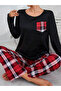Pocket Detail Round Neck T-Shirt and Pyjama Set - 3