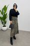 Women's Leopard Printed Maxi Tulle Skirt with Back Elastic Detail and Zipper